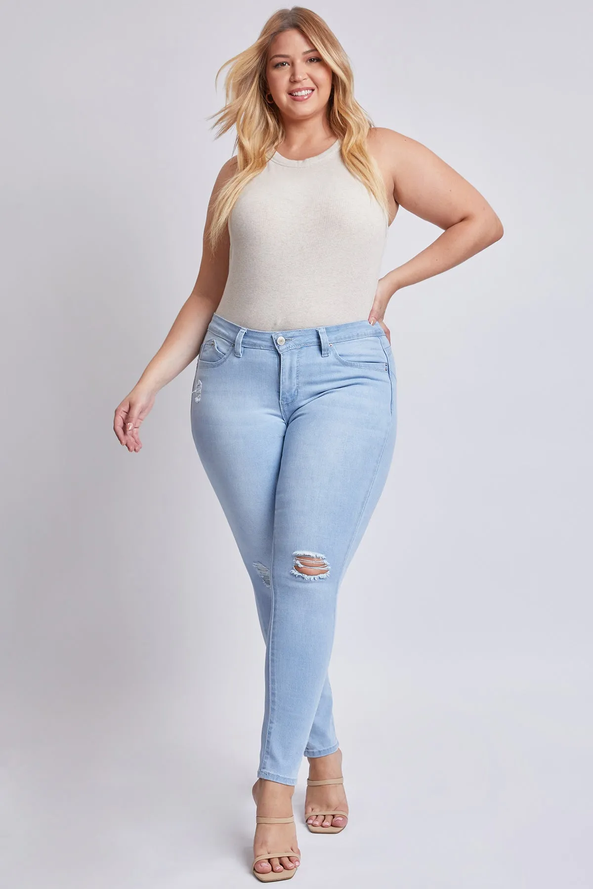 Missy Plus Women’S Plus Wannabettabutt 1-Button Skinny Jean Made With Recycled Fibers, Pack Of 12