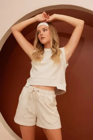 Mittoshop French Terry Crew Neck Top and Shorts Set