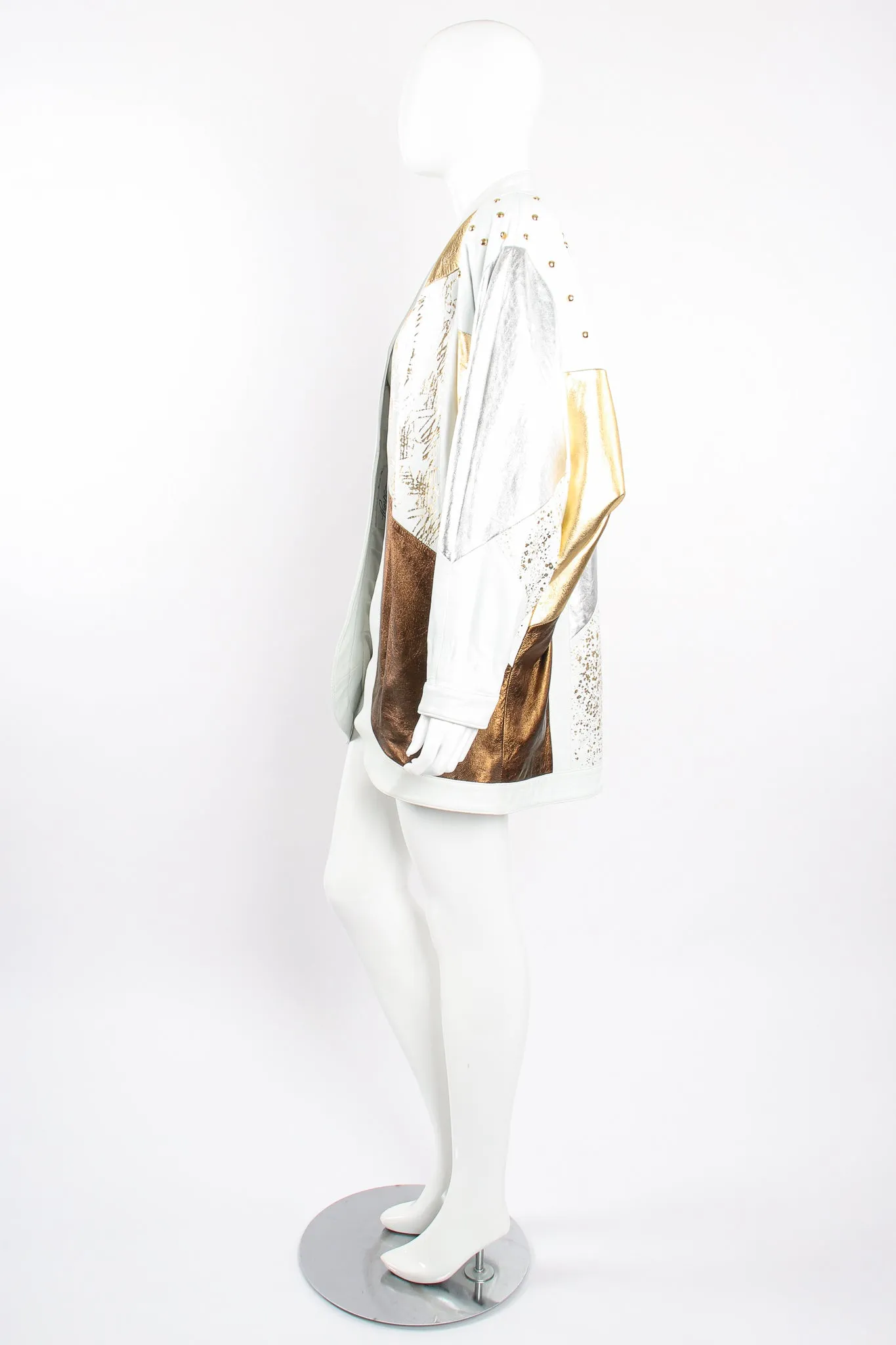 Mixed Metallic Leather Jacket