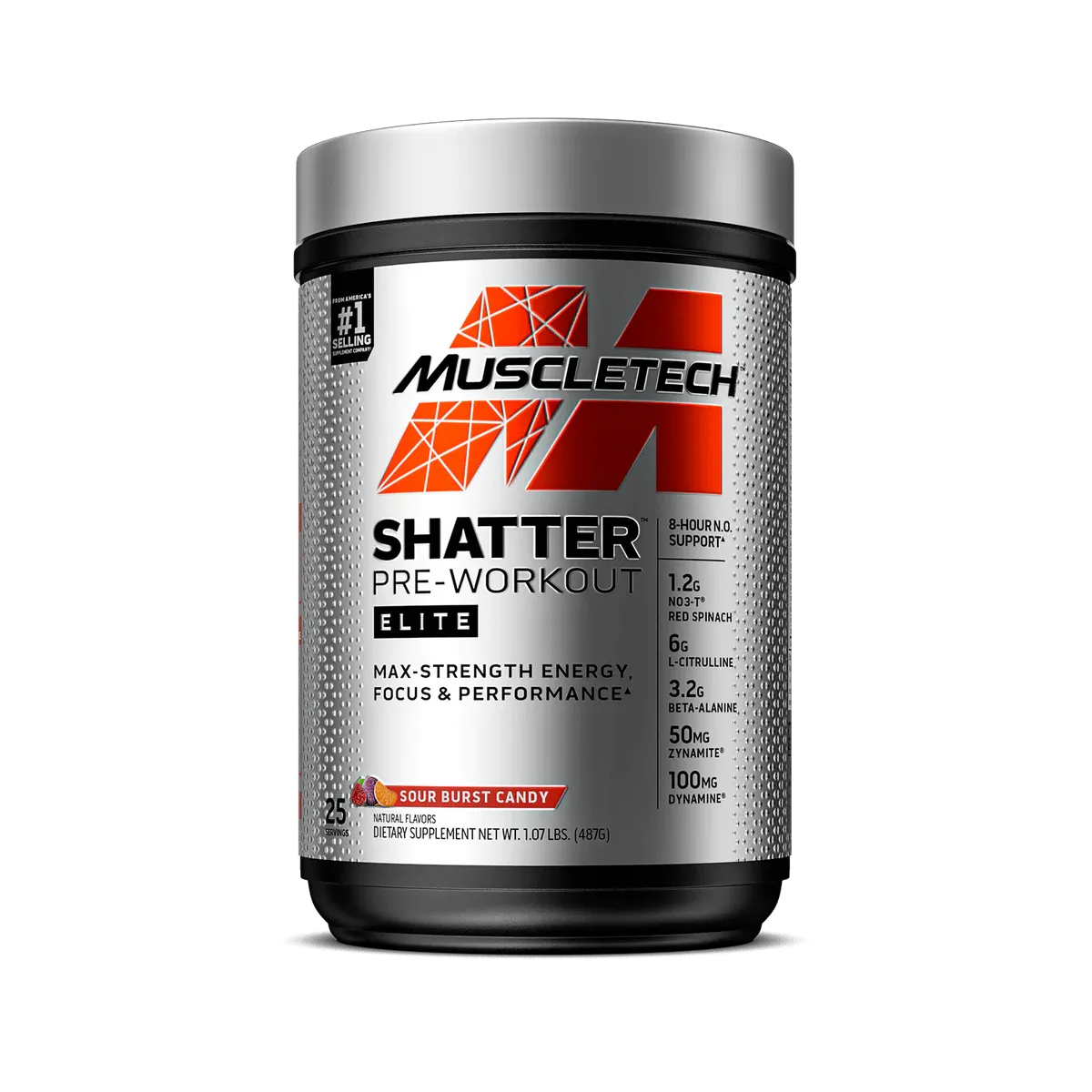 Muscletech Shatter Pre Workout Sour Burst Candy, 1.07lb