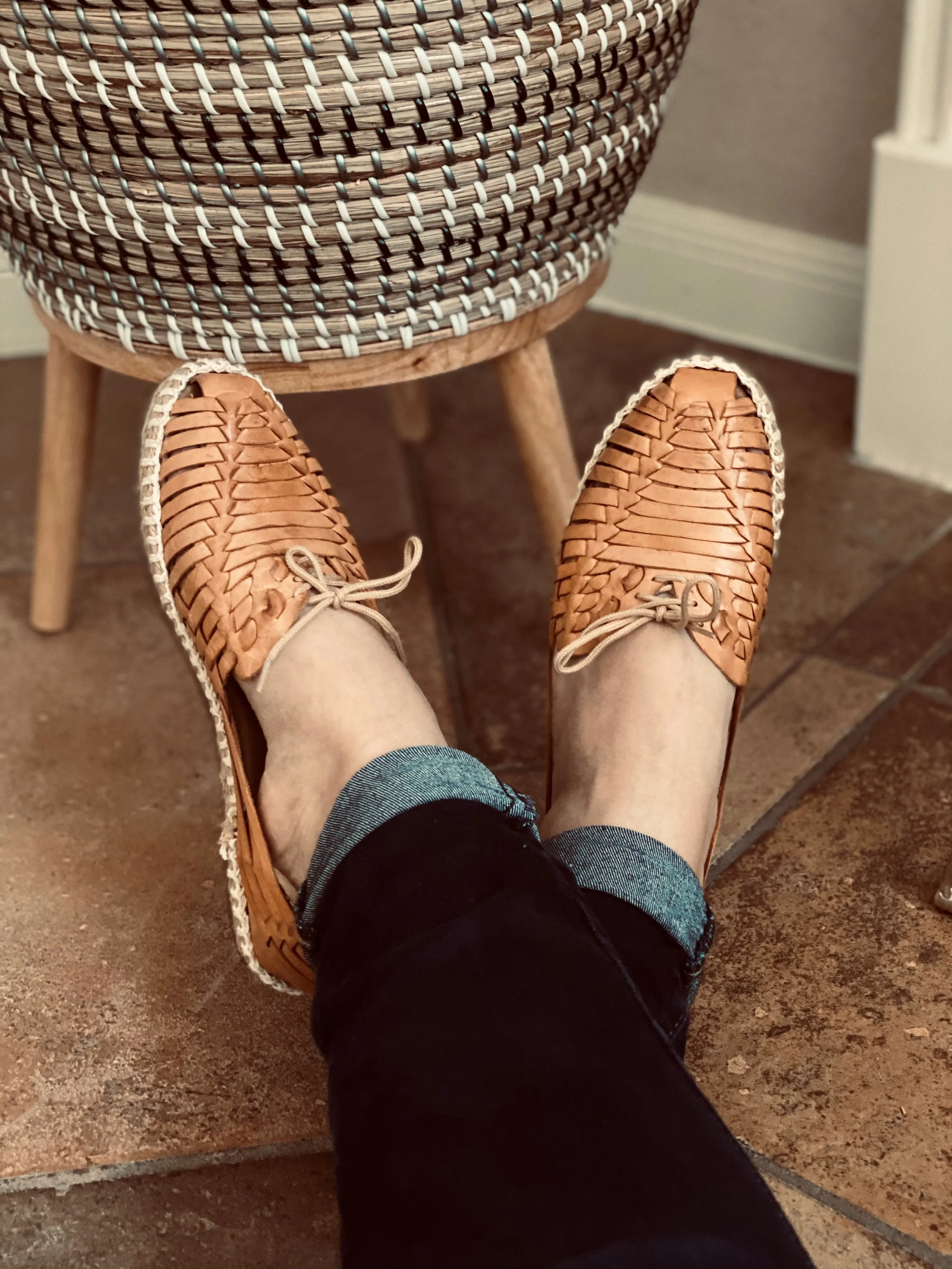Natural Leather Huarache Laces Sandal