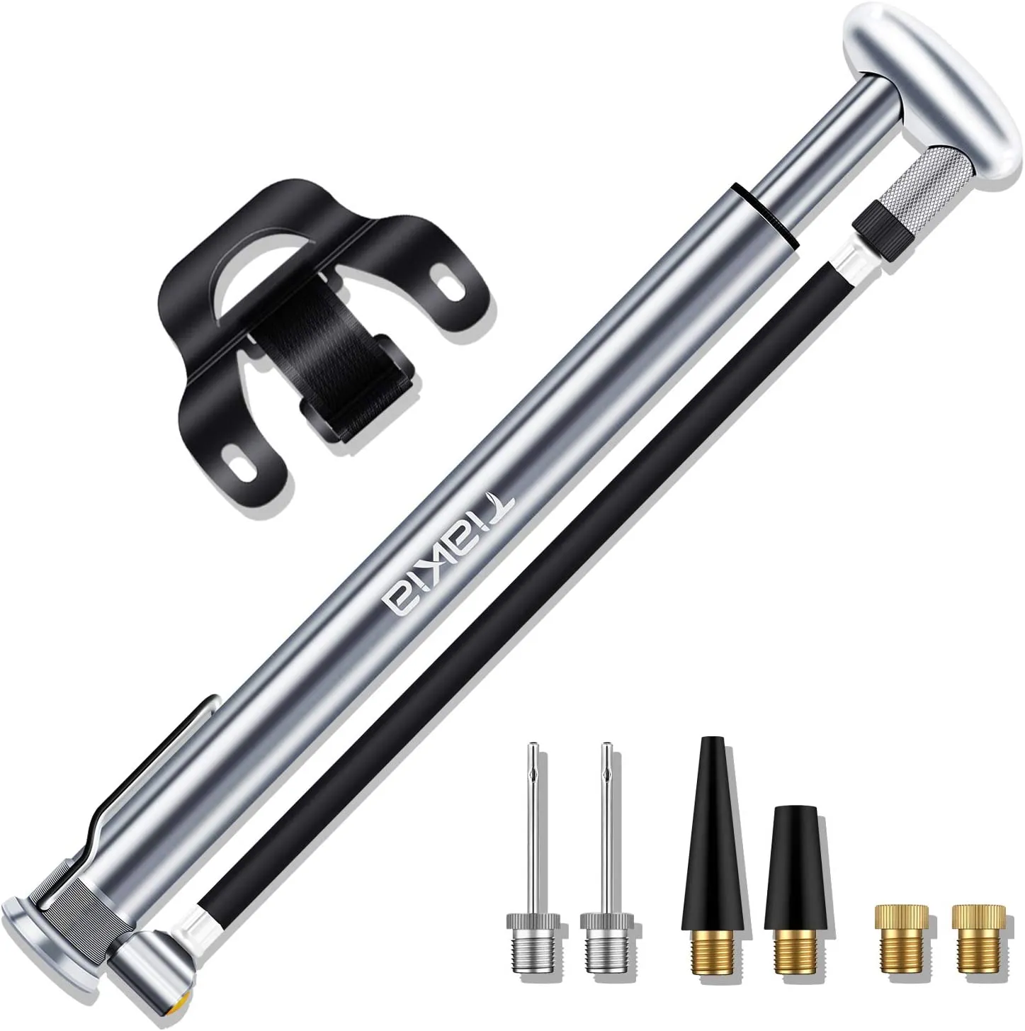 New Tiakia Bike Pump, Bicycle Pump Mini High Pressure 210 PSI - Fits Schrader/Presta/Woods Valve Fast Inflat, Compact Light and Fashion Bicycle Tire Pump with Needle/Frame for Road and Mountain Bikes