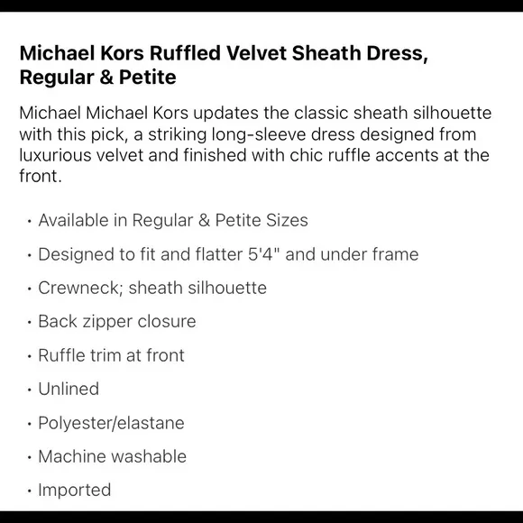 NWT beautiful Michael Kors sheath dress. Size S,M available.
