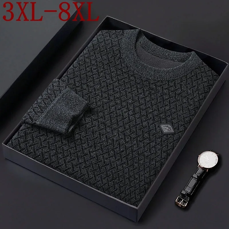 Obsidian Phoenix Luxury Plus Velvet Sweater - High-End Super Warm Men’s Winter Fleece Christmas Jumper in Sizes Up to 8XL