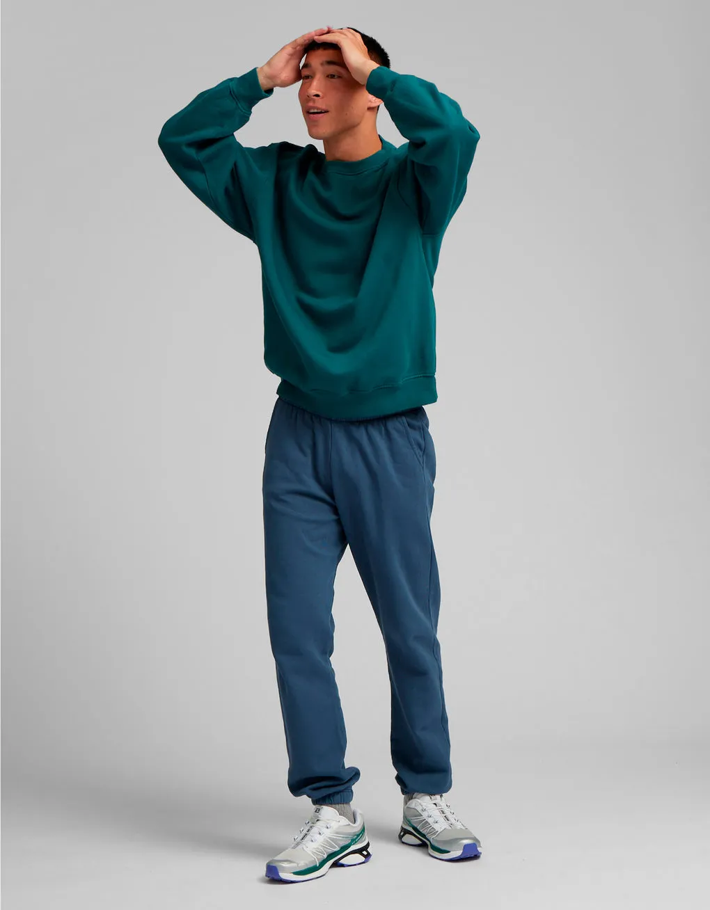 Organic unisex sweatpants in neptune blue