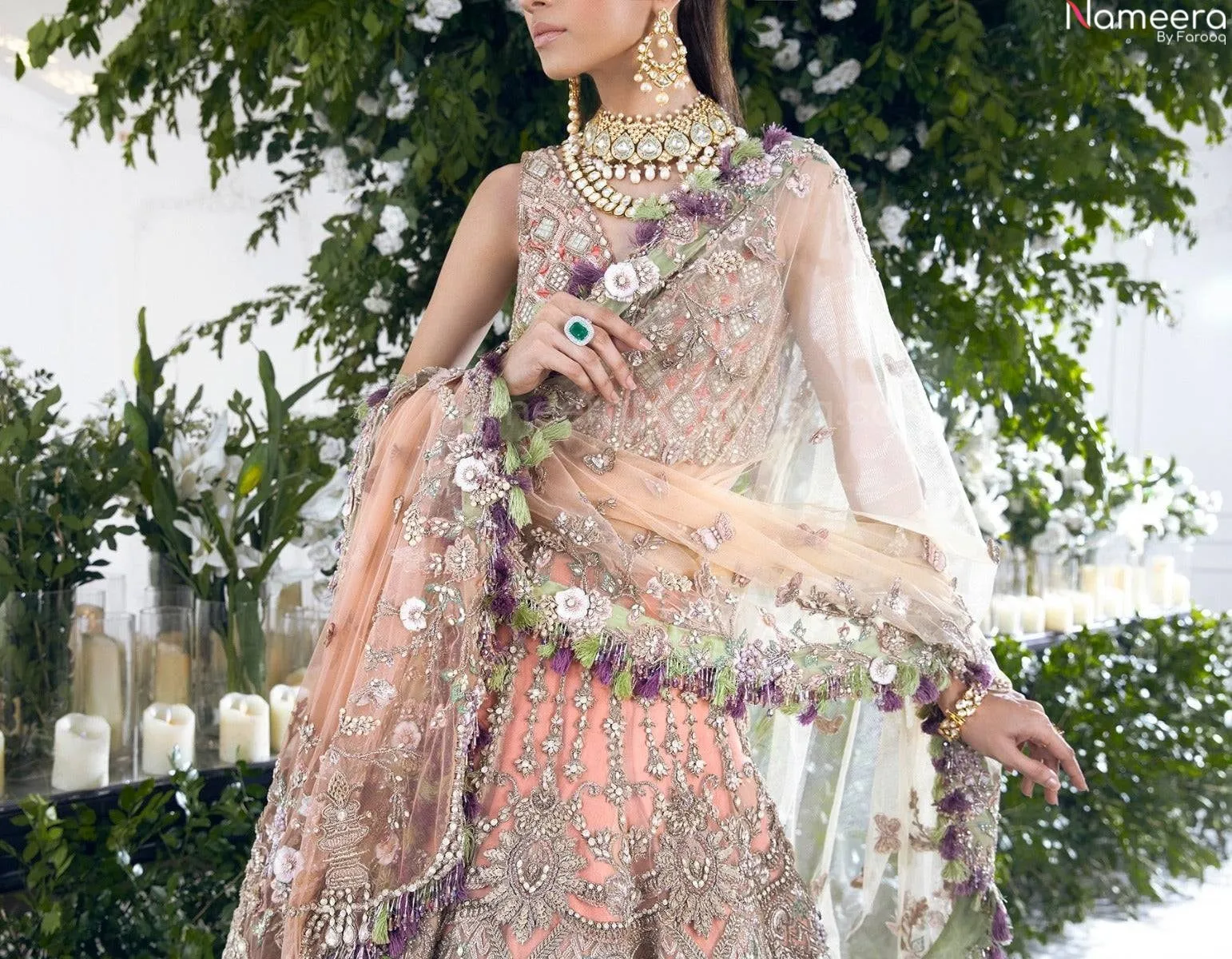 Pakistani Pink Bridal Lehenga Designer Dress #BN777