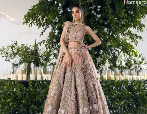 Pakistani Pink Bridal Lehenga Designer Dress #BN777