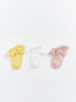 Patterned Baby Girls Booties Socks 3-Piece
