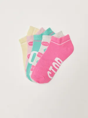Patterned Girl's Booties Socks 5-pack