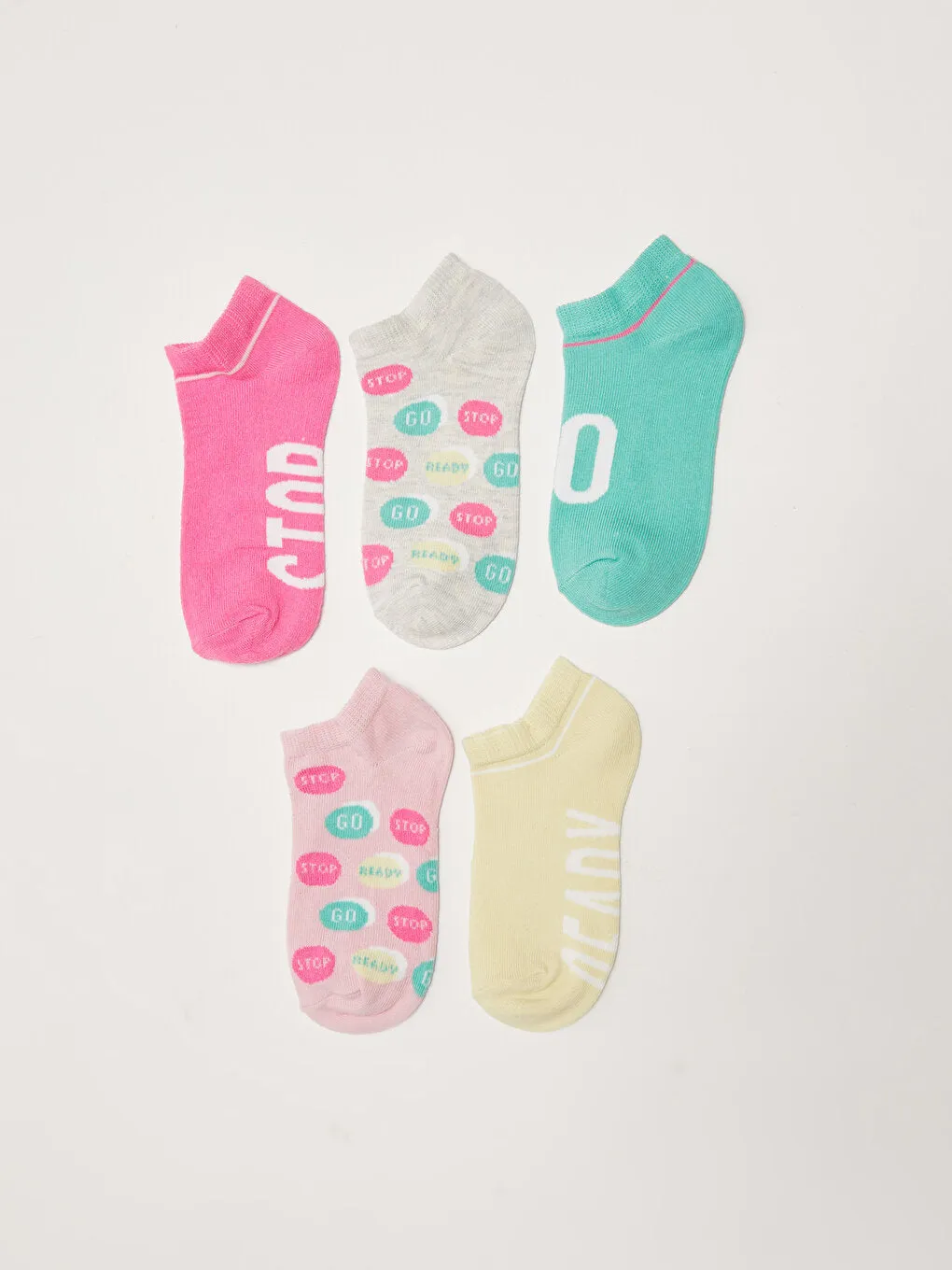 Patterned Girl's Booties Socks 5-pack