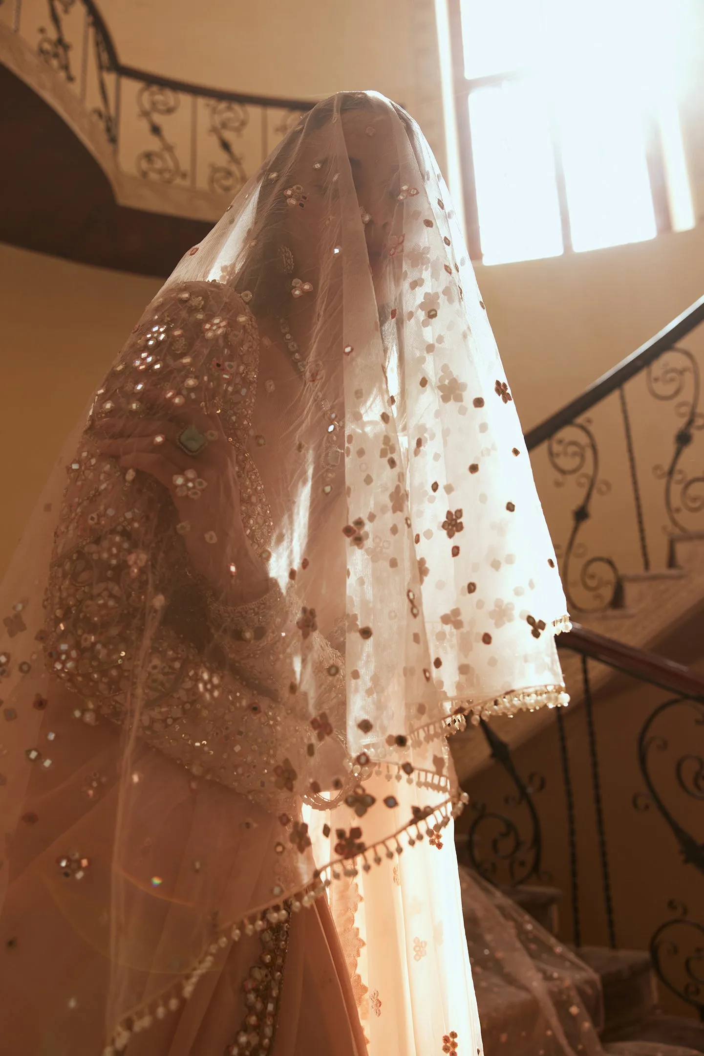 Peach organza draped sari and blouse