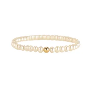 Pearl and Single Gold Bead Bracelet