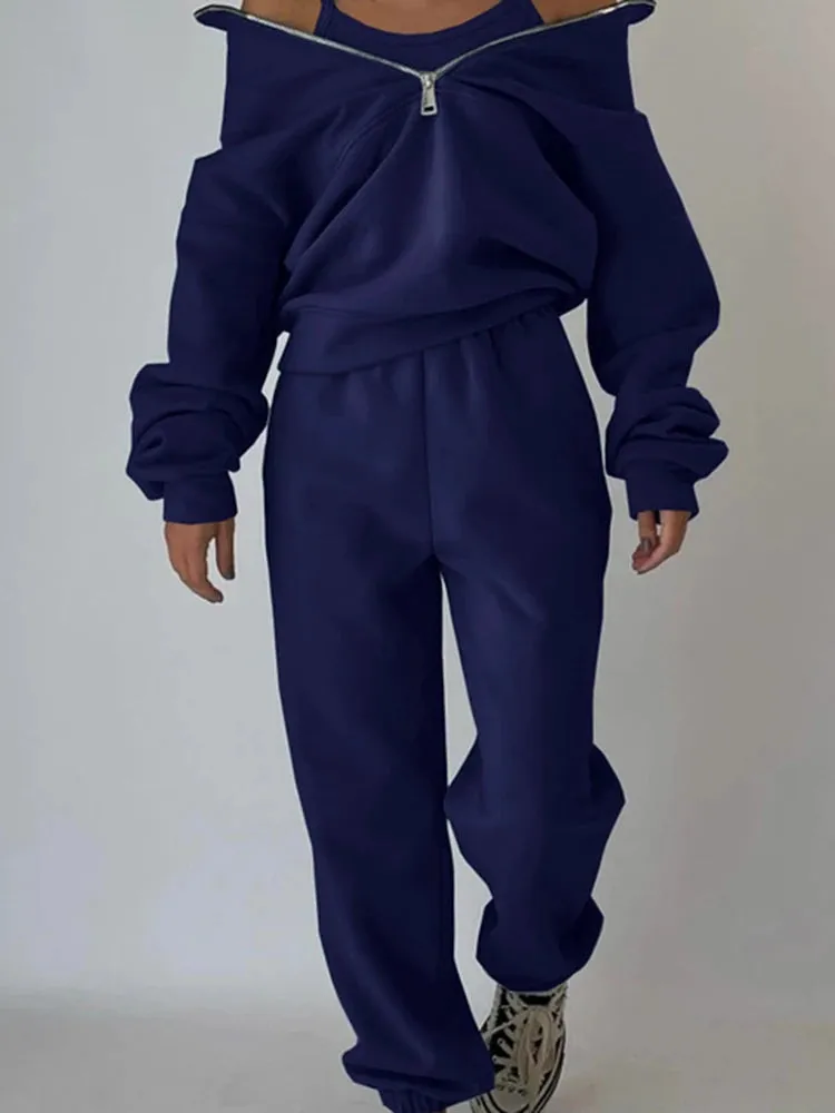 Pink Fleece Winter Tracksuit for Women