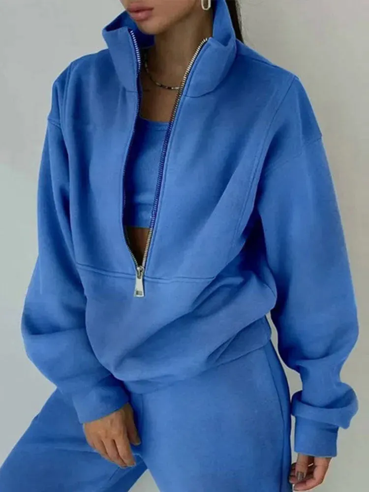 Pink Fleece Winter Tracksuit for Women