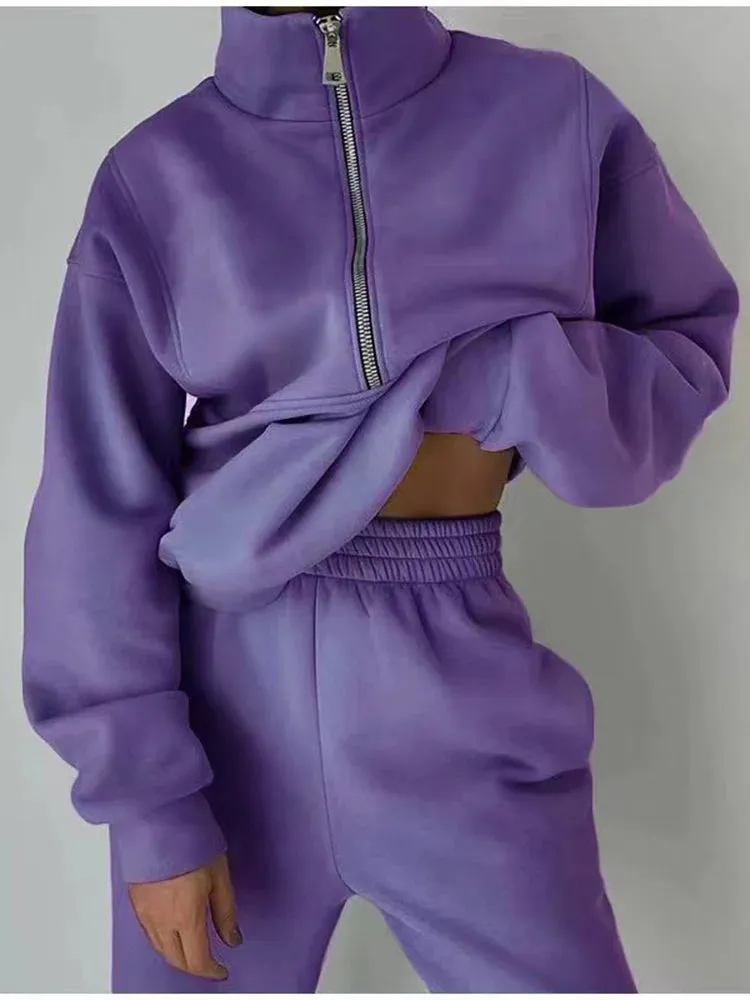 Pink Fleece Winter Tracksuit for Women
