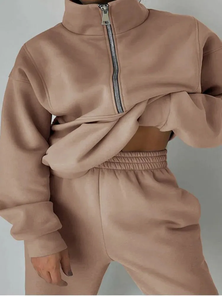 Pink Fleece Winter Tracksuit for Women