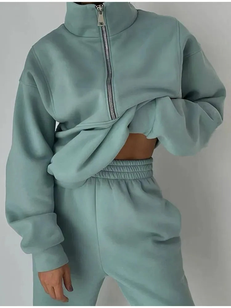Pink Fleece Winter Tracksuit for Women