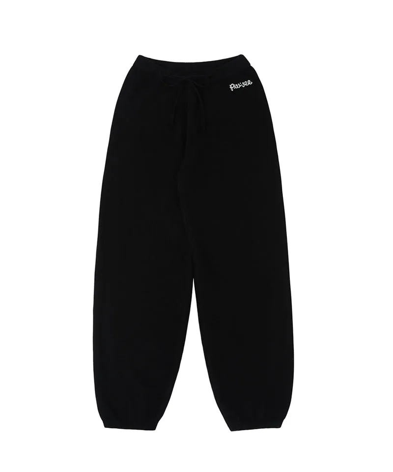 PIV'VEE Cashmere Knit Jogger Pants - Ebony Black