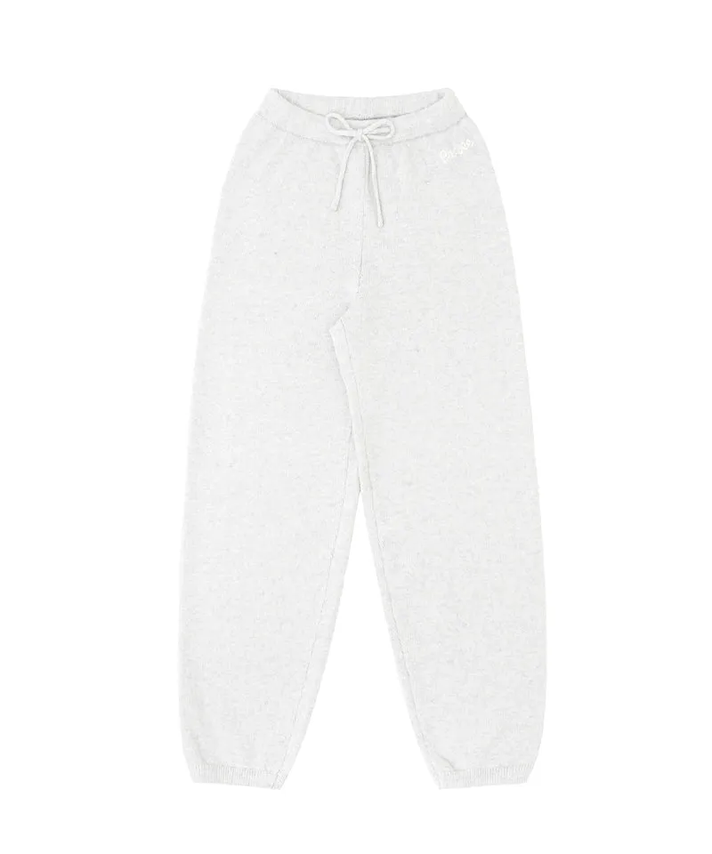 PIV'VEE Cashmere Knit Jogger Pants - Snow Gray