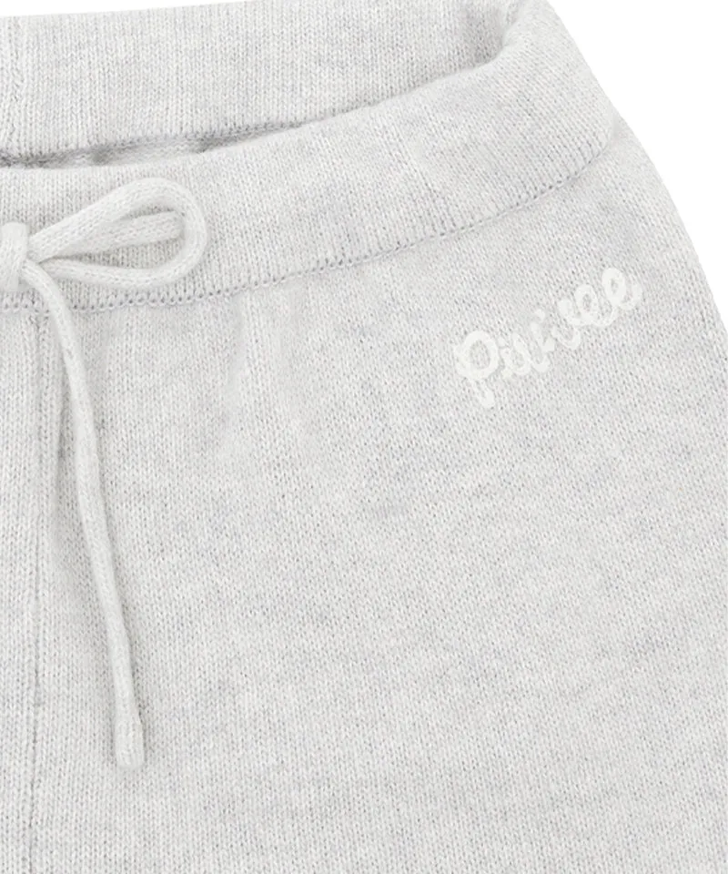 PIV'VEE Cashmere Knit Jogger Pants - Snow Gray