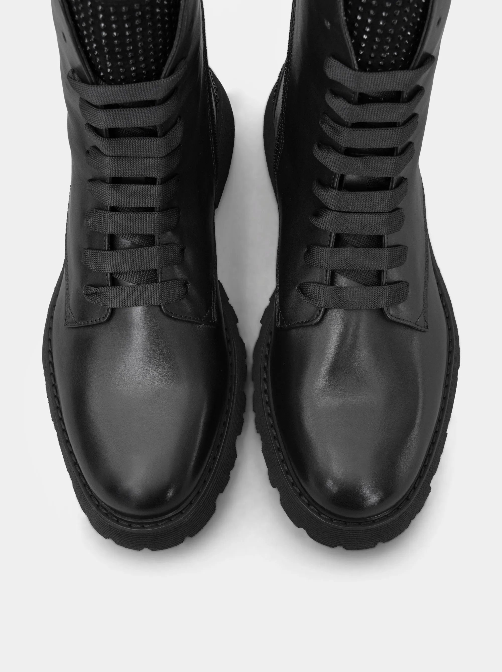 POP-UP BLACK LEATHER BOOTIES