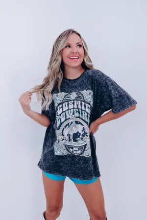 "Cosmic Cowgirl" Graphic Tee - Black