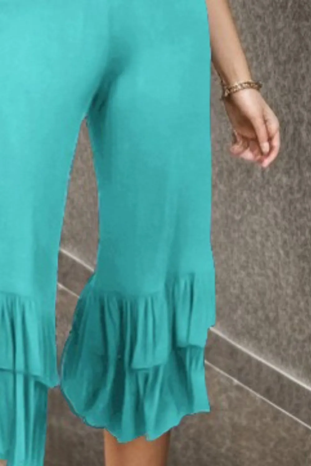 Radiant Flow Ruffle Pants – Full Size High-Waist Wide Leg by Heimish