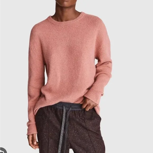 Rag &amp; Bone Alpaca Wool Elsa Crew Sweater Mauve Small Relaxed Cozy Chic Neutral