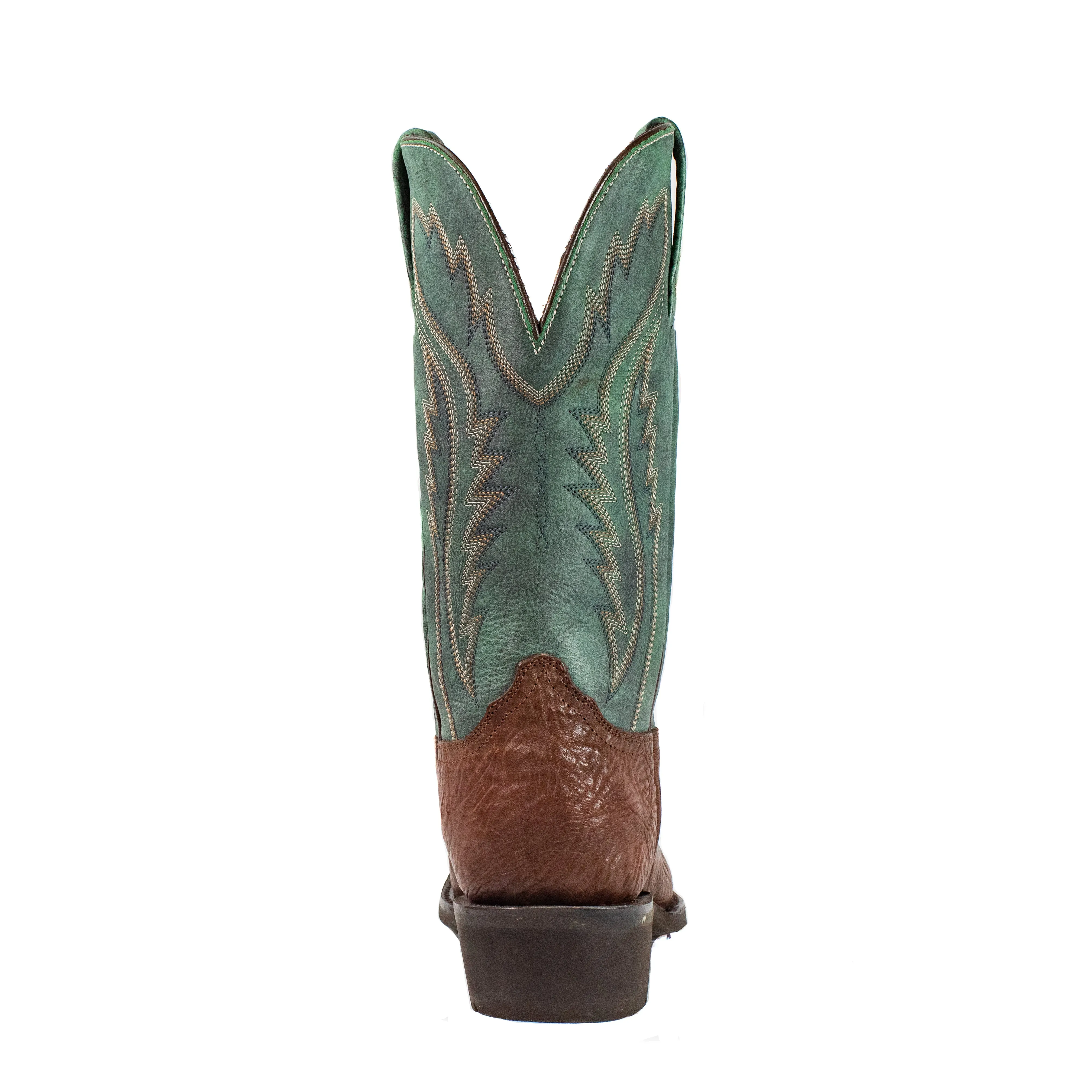 Ranch Boot (Rubber Sole) - Round Toe - Brown & Green