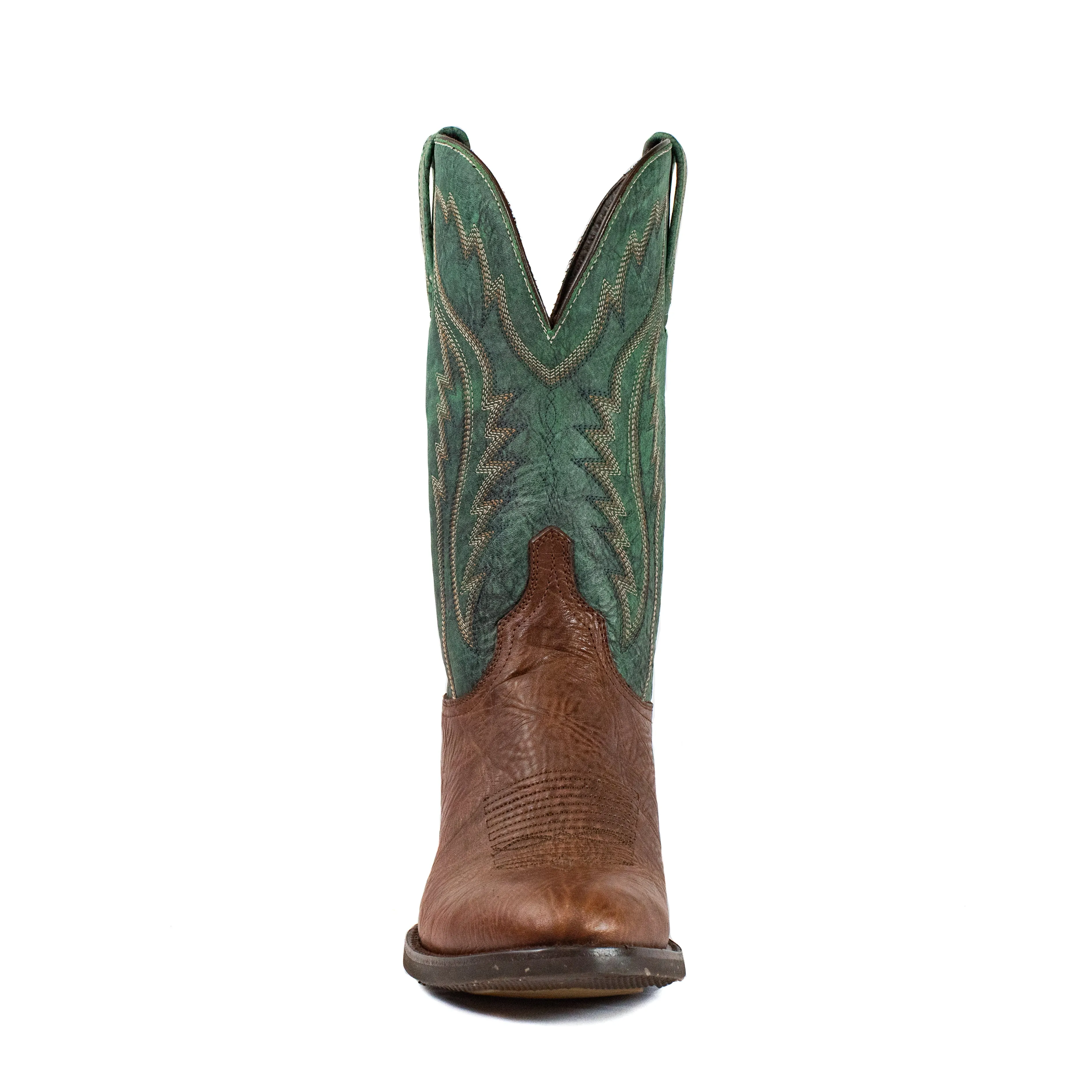 Ranch Boot (Rubber Sole) - Round Toe - Brown & Green