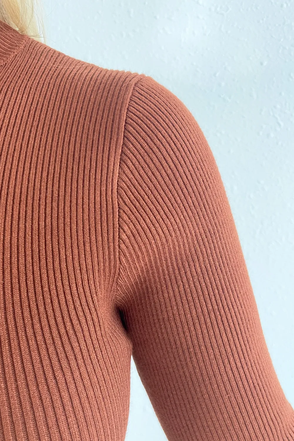 Ribbed Knitted Split Front Midi Dress
