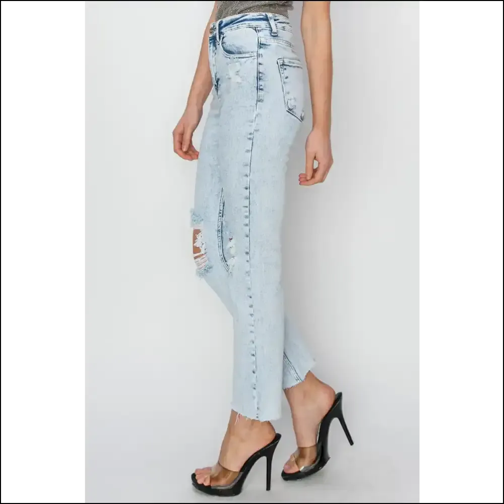 Rise Up and Shine in our Risqué Risen High Rise Distressed Jeans! 😂