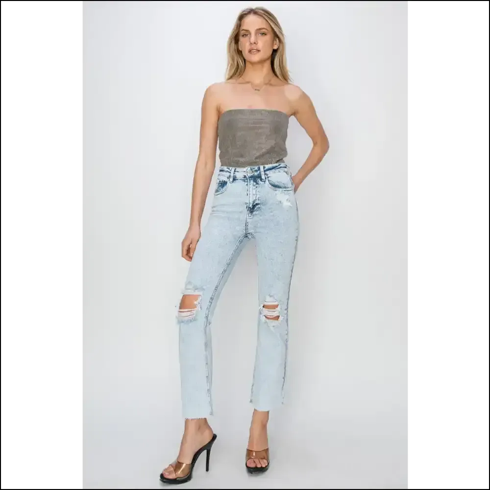 Rise Up and Shine in our Risqué Risen High Rise Distressed Jeans! 😂