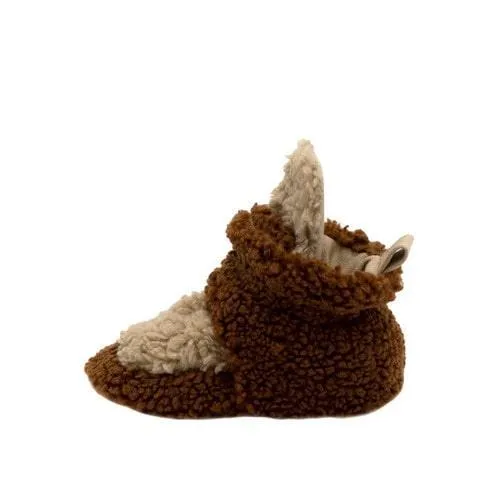 Robeez Cozy Shein Snap Booties Camel Brown