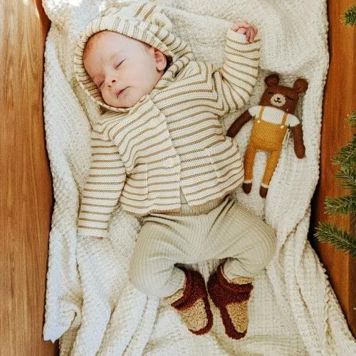 Robeez Cozy Shein Snap Booties Camel Brown