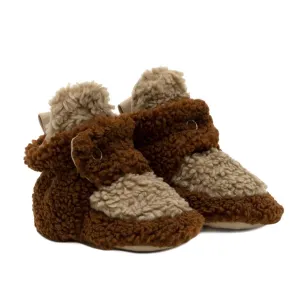 Robeez Cozy Shein Snap Booties Camel Brown