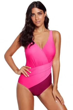 Rosy Ombre Tie Dye Wrap Front Teddy Swimsuit