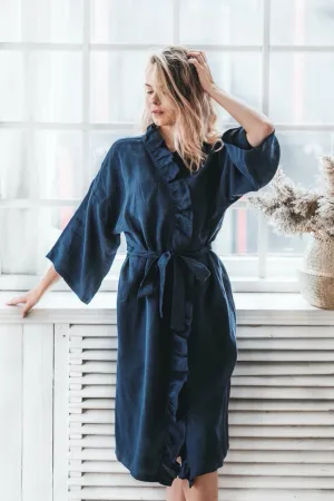Ruffle kimono robe