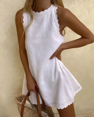 Scalloped Hem Sleeveless Mini Dress | Summer Casual Wear