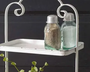 Shabby distressed white songbird caddy