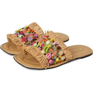 Shipwrecked Embellished Raffia Slide Sandals