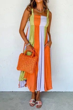 Shirred High Waist Fit & Flare Maxi Dress