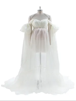 Silk Soft Organza Maternity Baby Shower Dress Summer Maternity Dress for Photoshoot YW240019