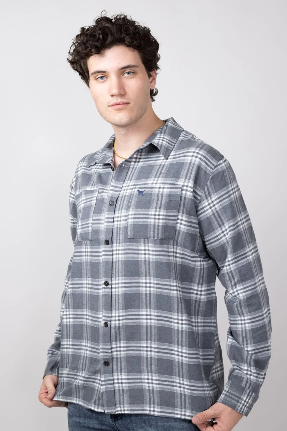 Simply Southern Plaid Button Up Shacket for Men in Grey Plaid | PP-0224-MN-SHKT-GRYPLD
