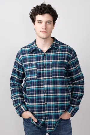 Simply Southern Plaid Button Up Shacket for Men in Teal Plaid | PP-0224-MN-SHKT-TEALPLD