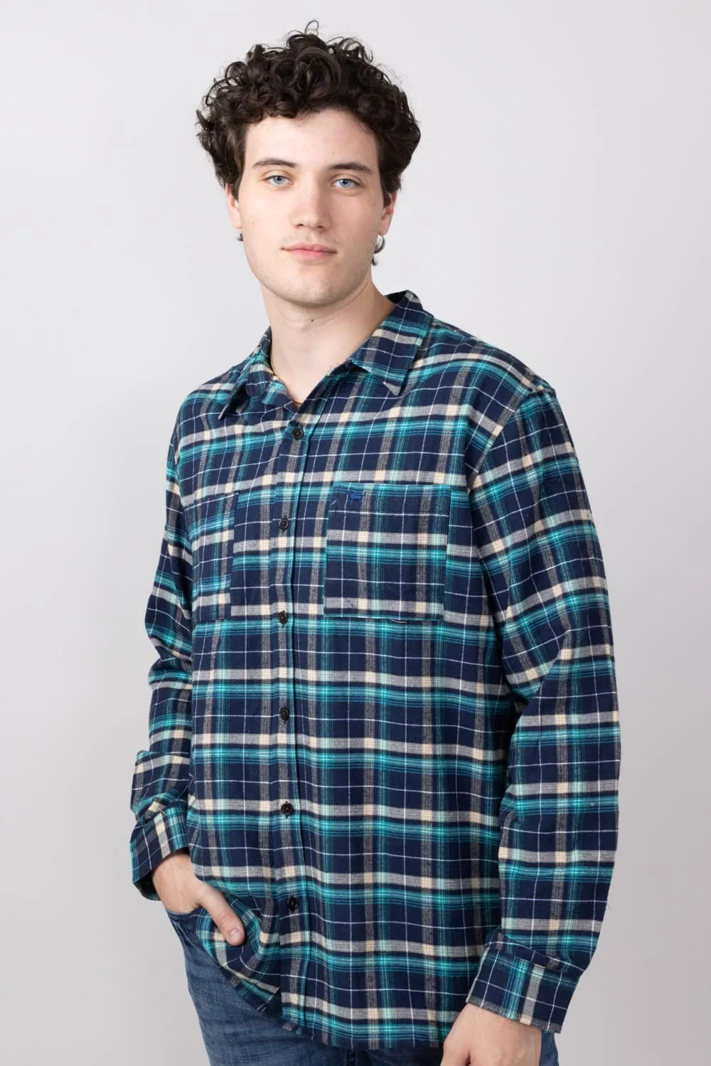 Simply Southern Plaid Button Up Shacket for Men in Teal Plaid | PP-0224-MN-SHKT-TEALPLD