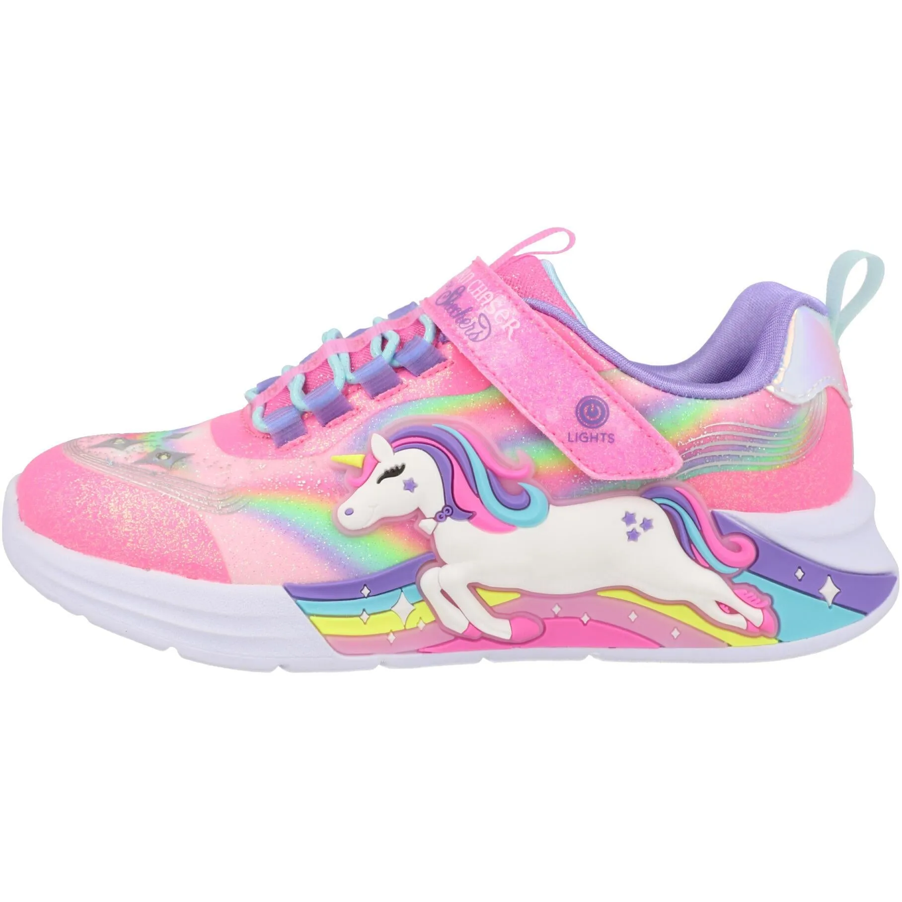 Skechers S Lights Unicorn Chaser Pink Kids Sneakers