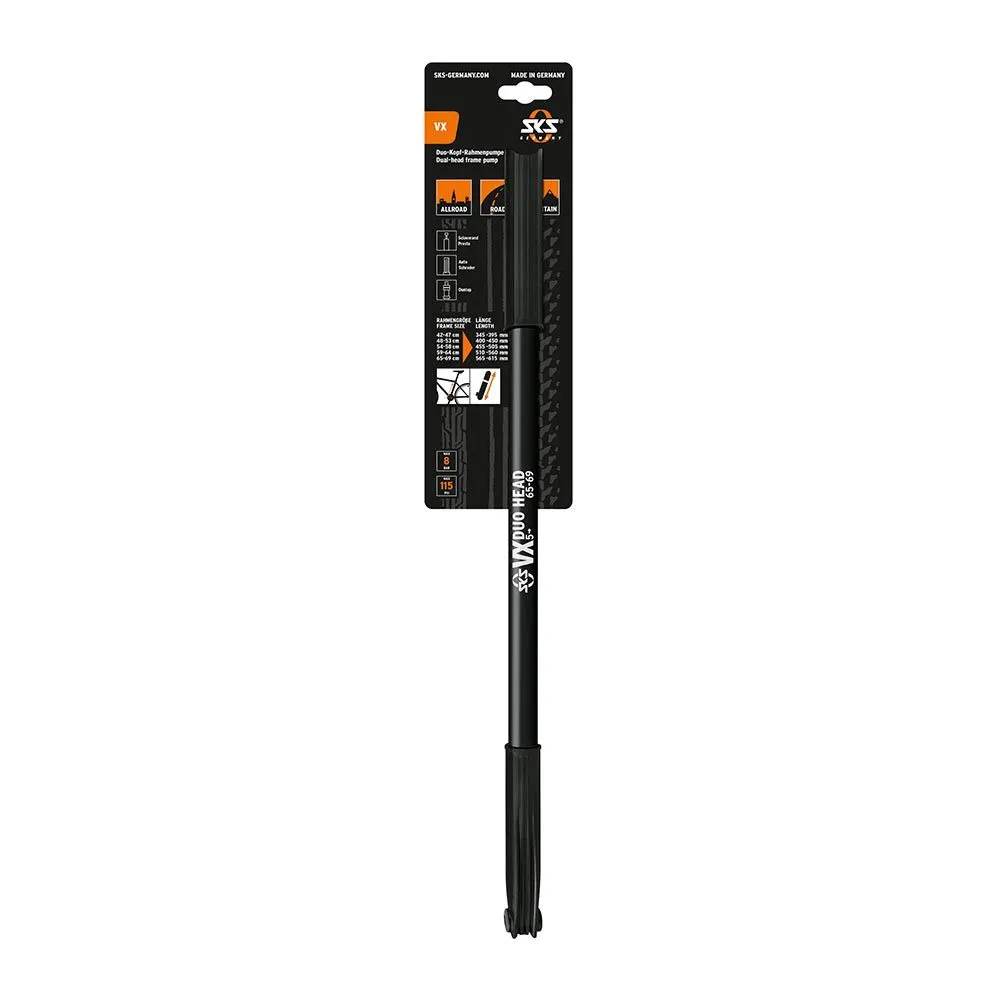 SKS Bicycle Frame Pump with Dual Head for all Valves VX Compressor-5 615mm Black