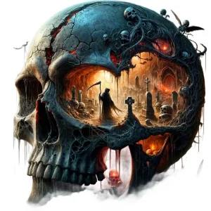 Skull Cutaway - AI Created Transparent Background High Res - Digital Download Cottage Core Craft Supply