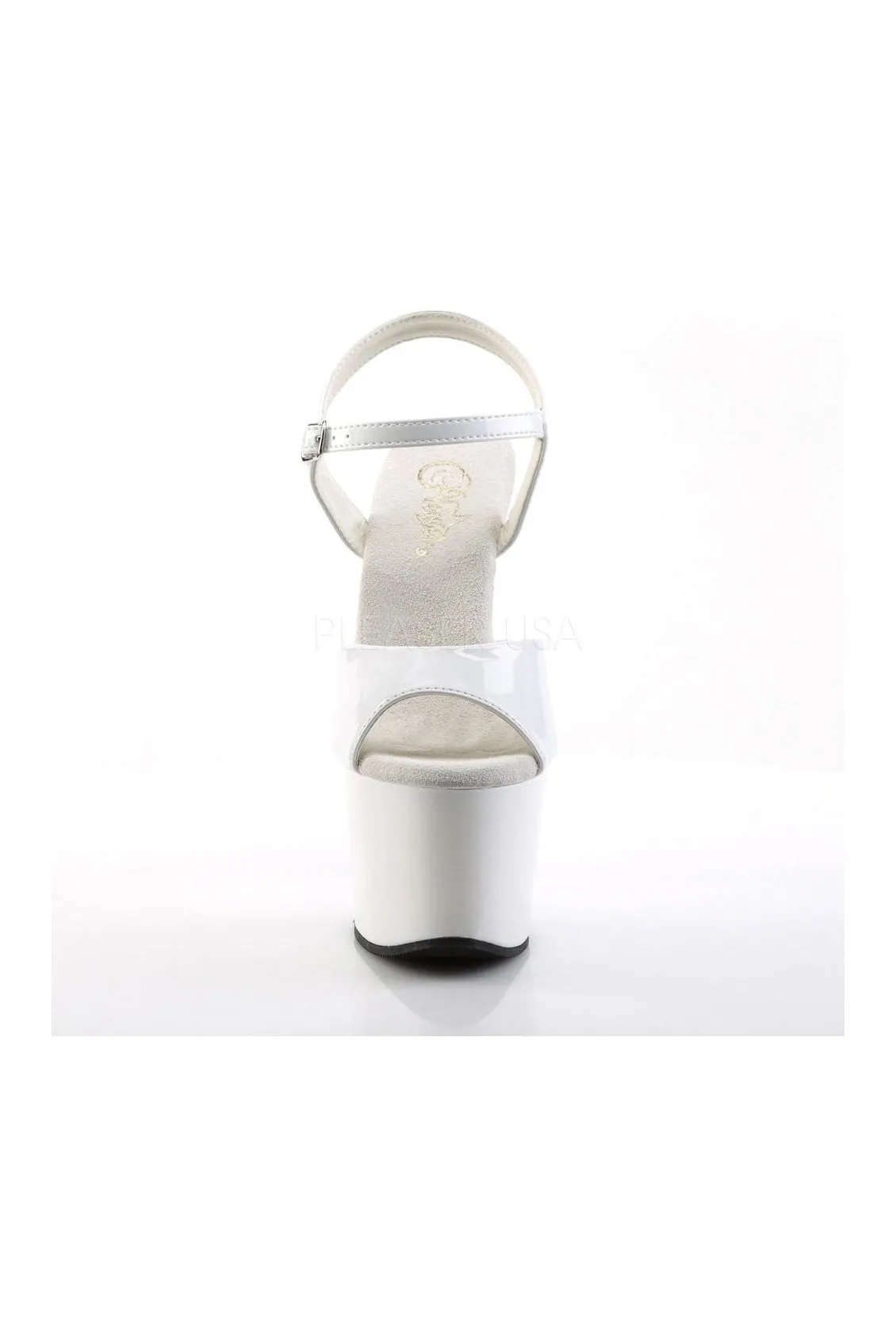 SKY-309 Platform Sandal  | White Patent